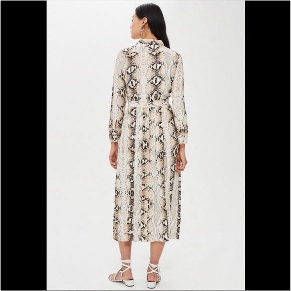 Topshop Midi Snakeskin Print Dress 12 - Picture 2 of 9